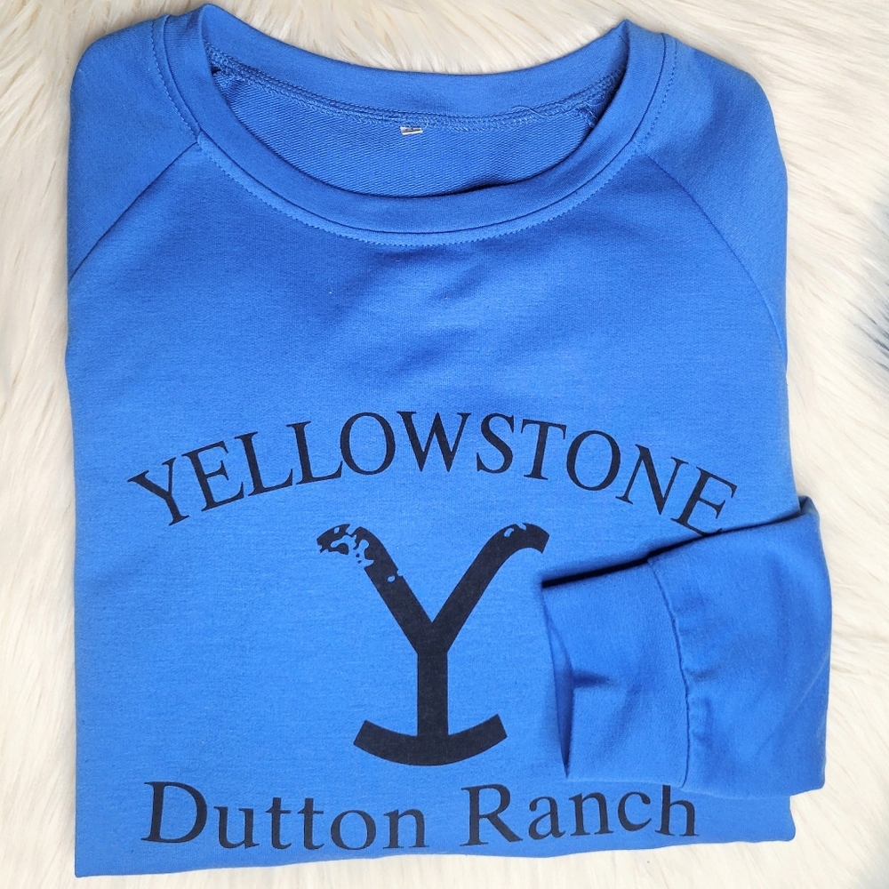 Yellowstone Dutton Ranch Blue Long Sleeve Sweatshirt Womens Size Small